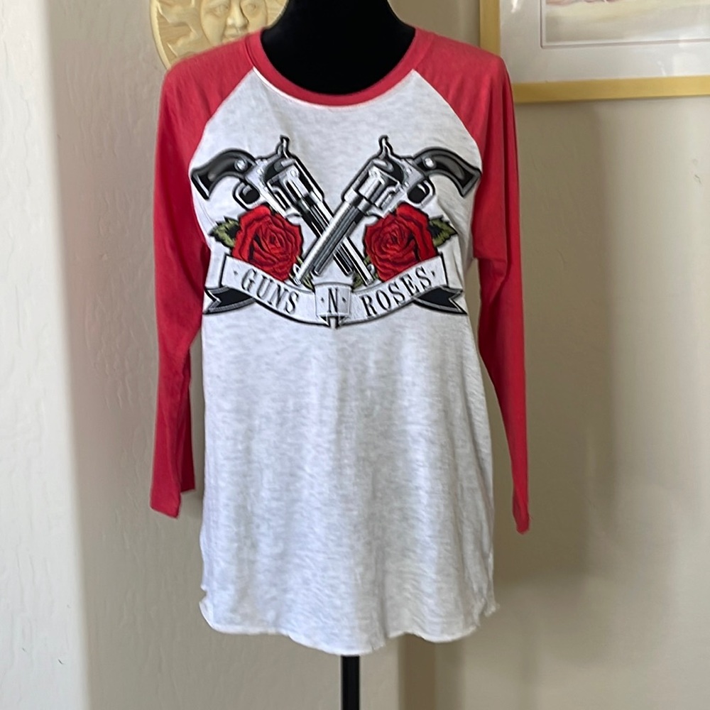Handmade Candy Did It! Guns N Roses Red & White Baseball Tee Size Medium